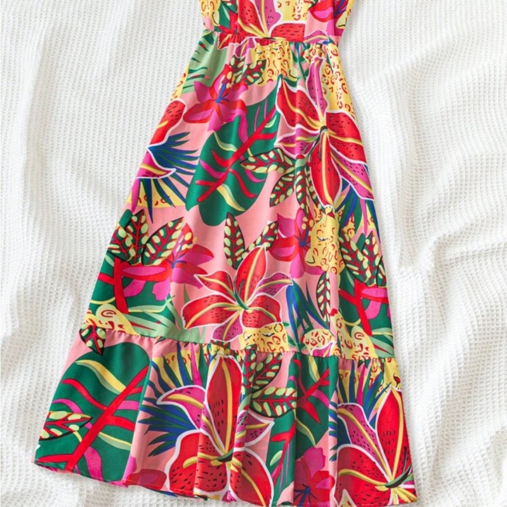 Tropical Strapless Maxi Dress